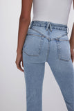 Back of women wearing the Good American Good Boy Straight Jeans