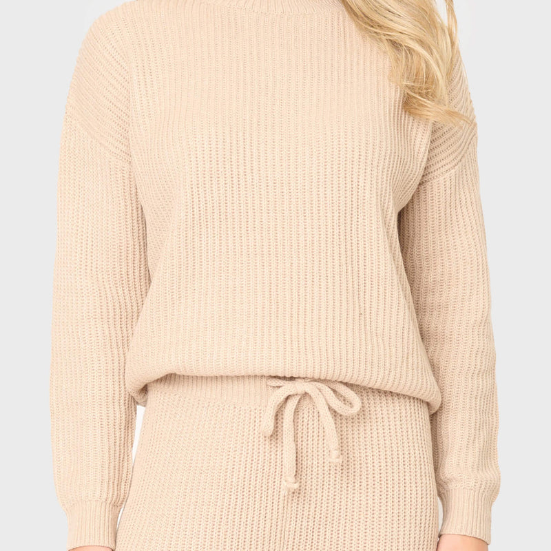 Funnel Neck Long Sleeve Cozy Ribbed Sweater