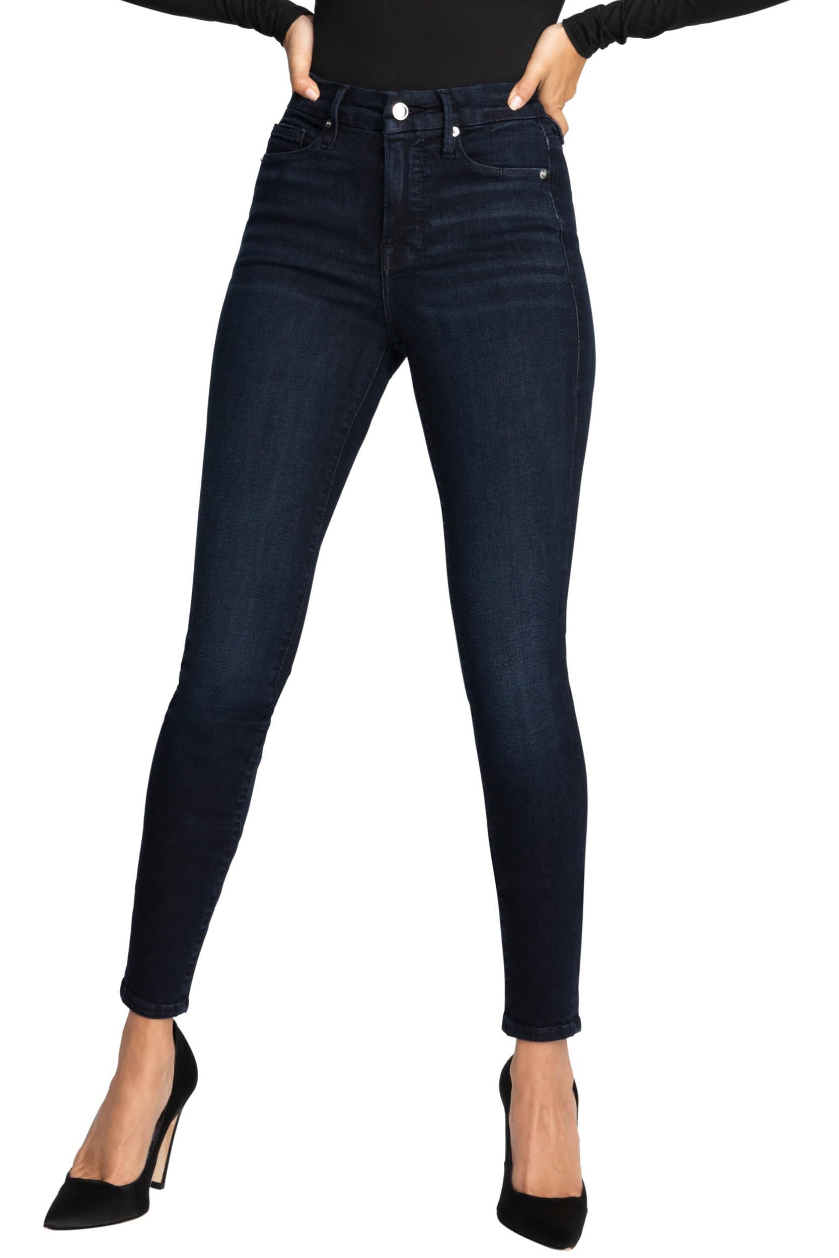 Front of women wearing the Good American Good Legs Jeans