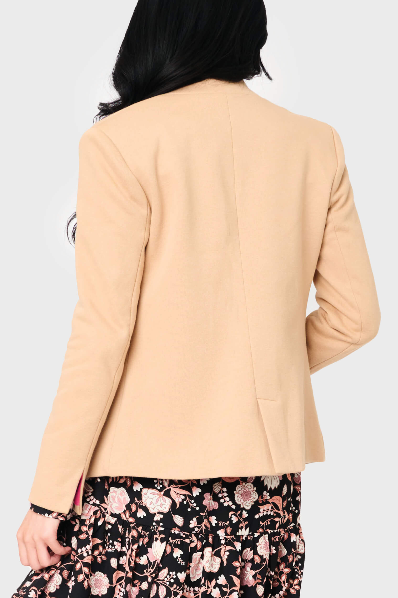 Eaphi no collar wool check coat