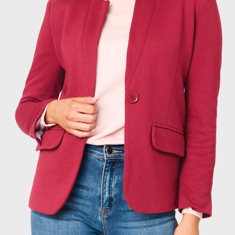 Woman Notch Collar Blazer Cranberry GT10564W