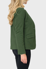 Notch Collar Blazer in Deep Green