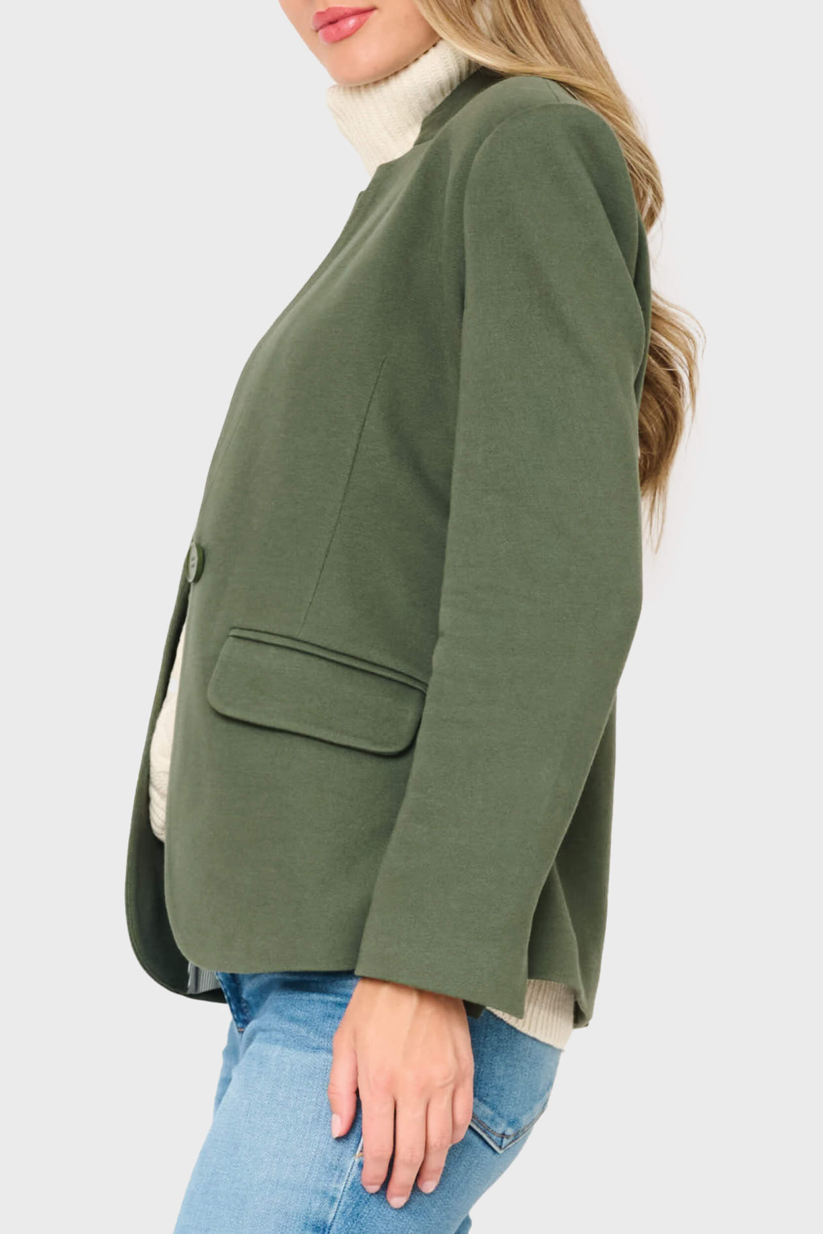 Notch Collar Blazer | Stretchy Knit Jacket – Gibsonlook