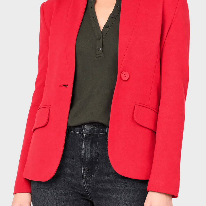 Notch Collar Blazer in Red Lipstick