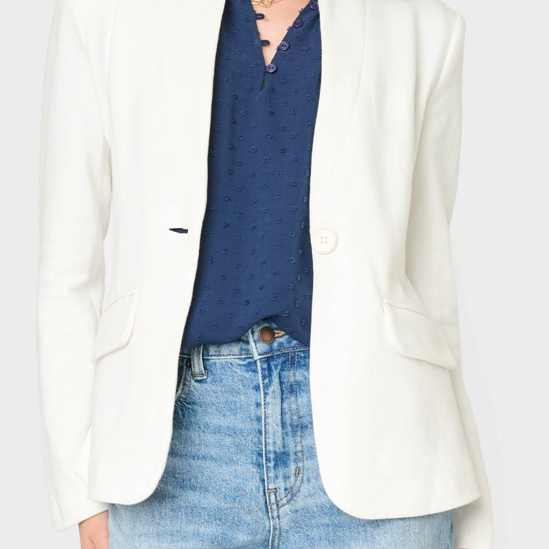 Notch Collar Blazer in White