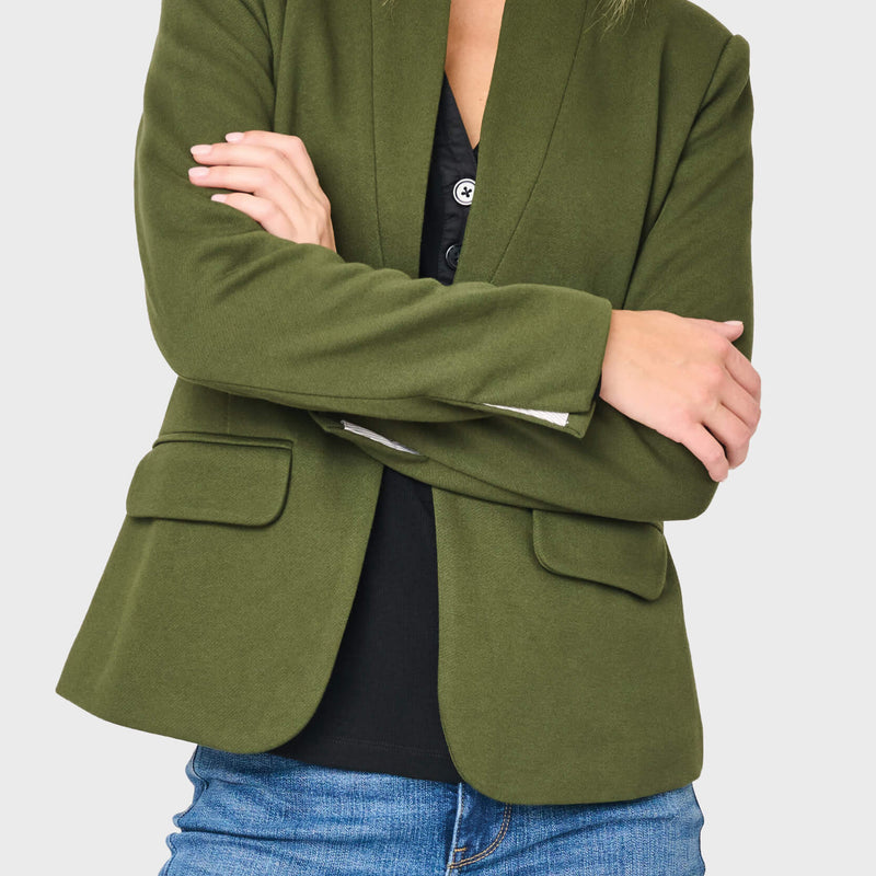Notch Collar Blazer in Deep Green