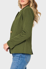 Notch Collar Blazer in Deep Green
