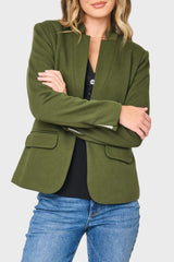 Notch Collar Blazer in Deep Green