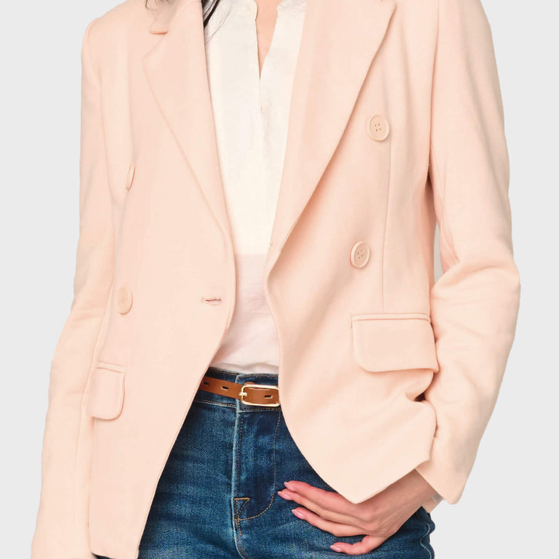 Double Breasted Blazer in Pearl Blush