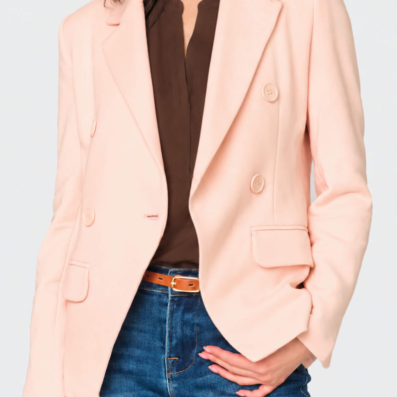 Double Breasted Blazer in Pearl Blush