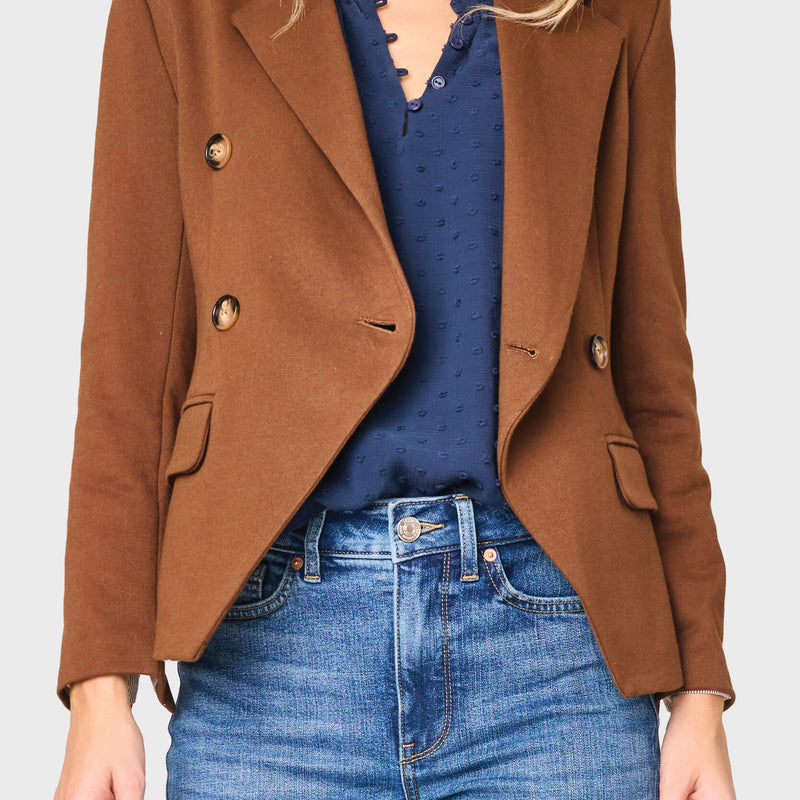 Double Breasted Blazer in Tuscan Saddle