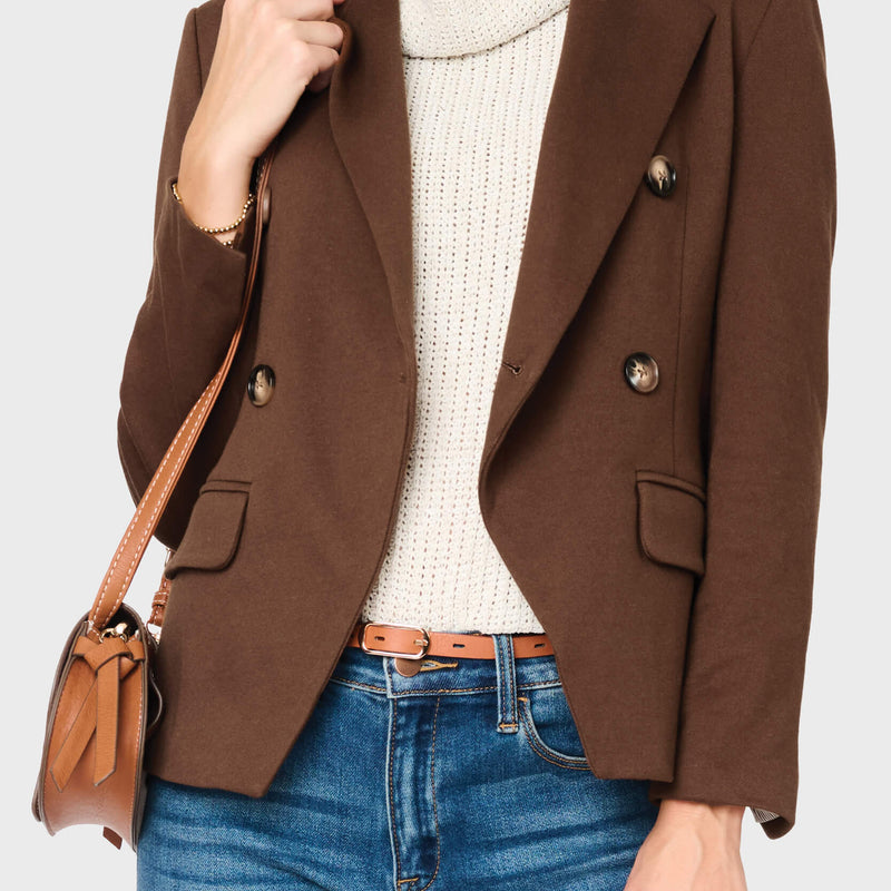 Double Breasted Blazer in Tuscan Saddle
