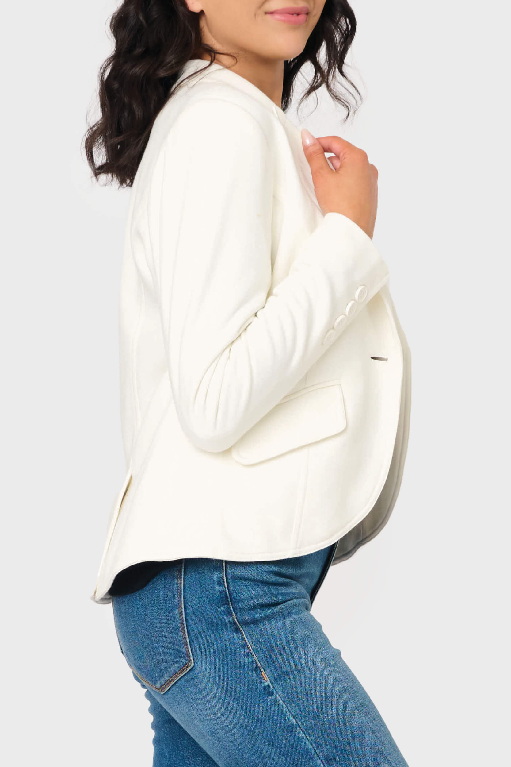 Notch Lapel Stretch Knit Blazer