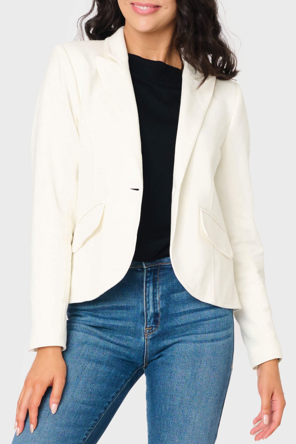 Notch Lapel Stretch Knit Blazer