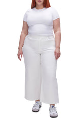 Front of women wearing the Good American Good Waist Palazzo Cropped Jeans