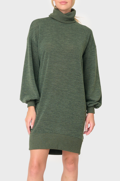 Olive green online turtleneck dress