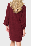 Blouson Sleeve Turtleneck Sweater Dress