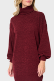 Blouson Sleeve Turtleneck Sweater Dress