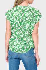 Cap Sleeve Notch Neck Blouse
