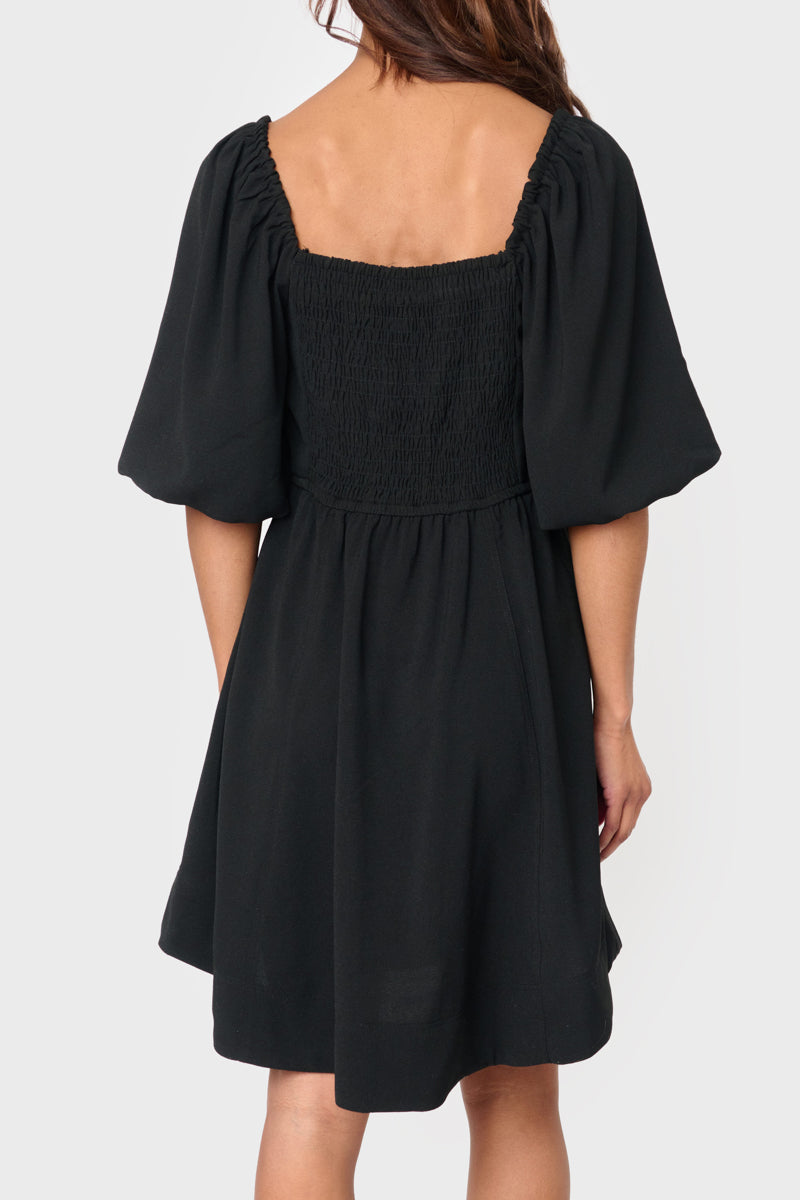 Balloon sleeve black dress hotsell