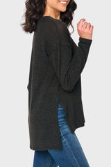 V-Neck Shimmer Tunic with High Low Hem