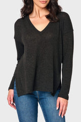 V-Neck Shimmer Tunic with High Low Hem