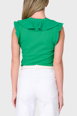Ruffles For Days Mixed Media Henley Knit Top