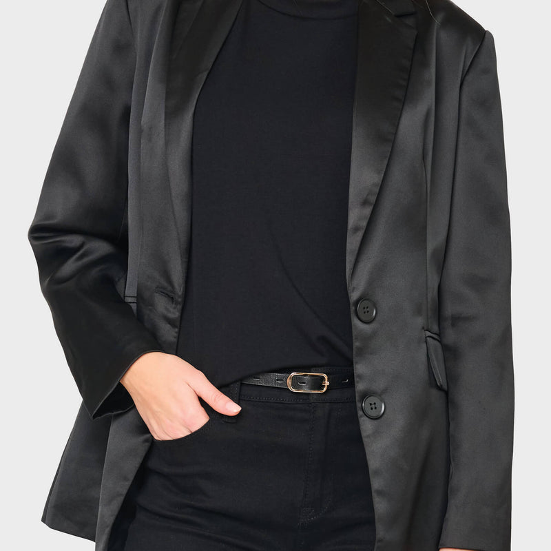 Shine Effect Long-Line Blazer