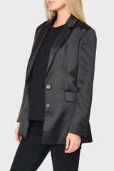 Shine Effect Long-Line Blazer