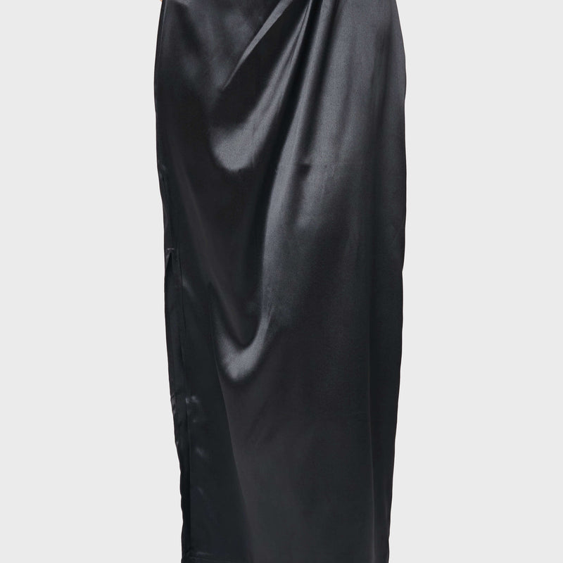 Satin Maxi Skirt With Pleat Details