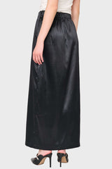 Satin Maxi Skirt With Pleat Details