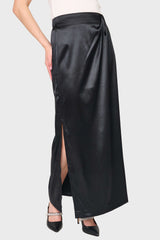 Satin Maxi Skirt With Pleat Details