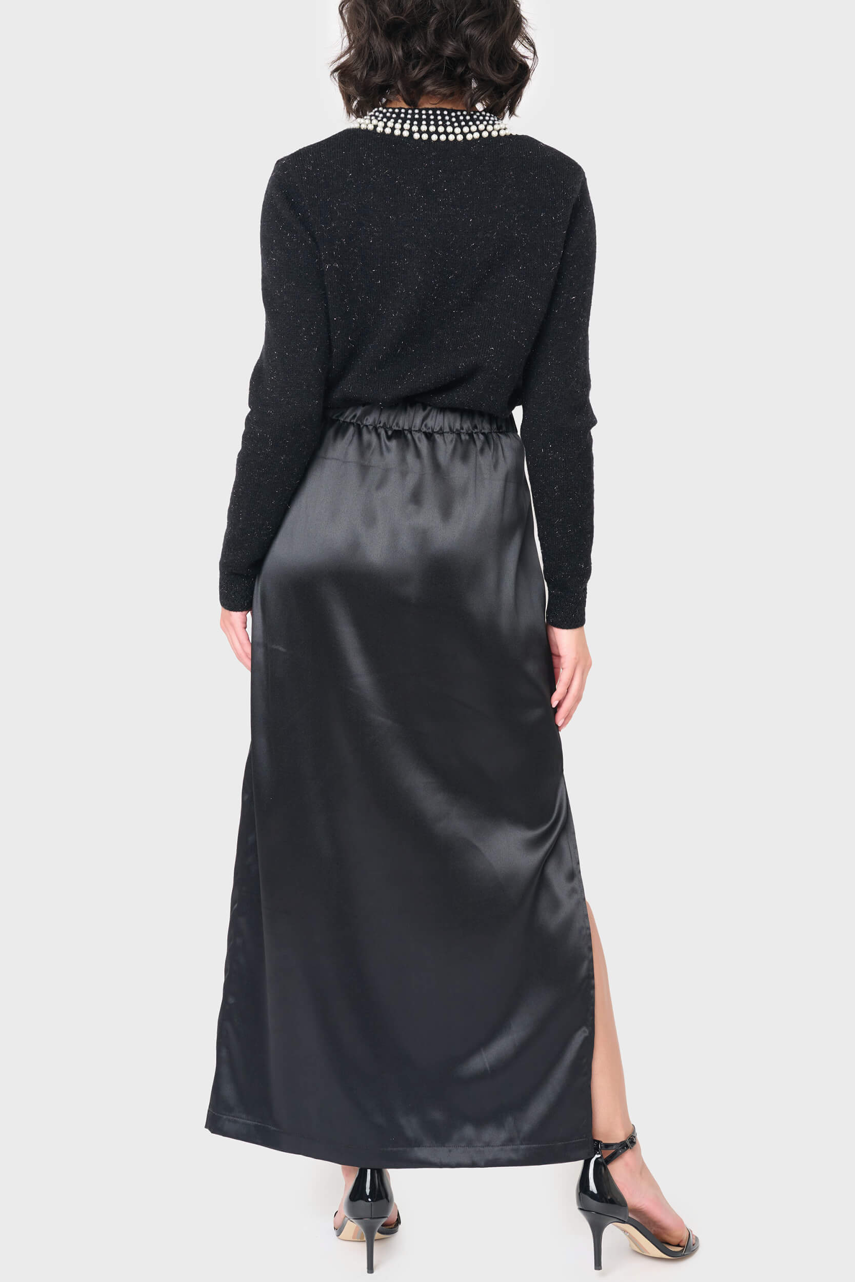 Satin Maxi Skirt With Pleat Details