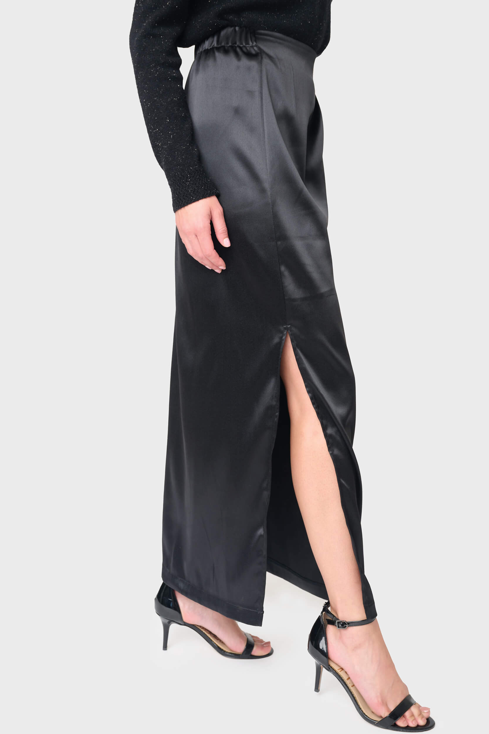 Satin Maxi Skirt With Pleat Details