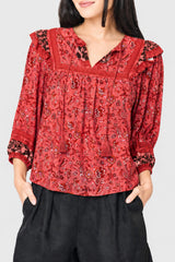 Harvest Moon Border Print Blouse