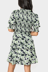 Back of women wearing the En Saison Istella Mini Dress forest navy