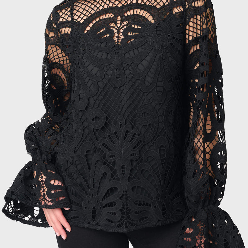 Lovely In Lace Flutter Cuff Blouse