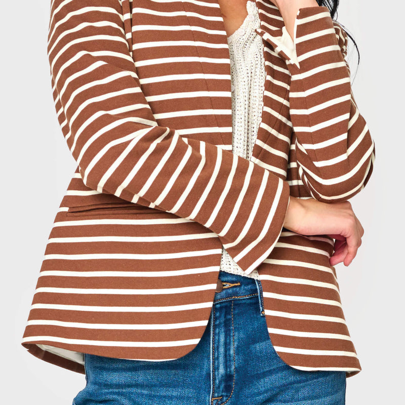 Striped Notch Collar Blazer