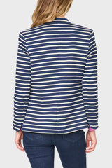 Striped Notch Collar Blazer in Navy Ivory Stripe