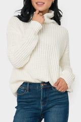T-Neck Chunky Rib Relaxed Sweater