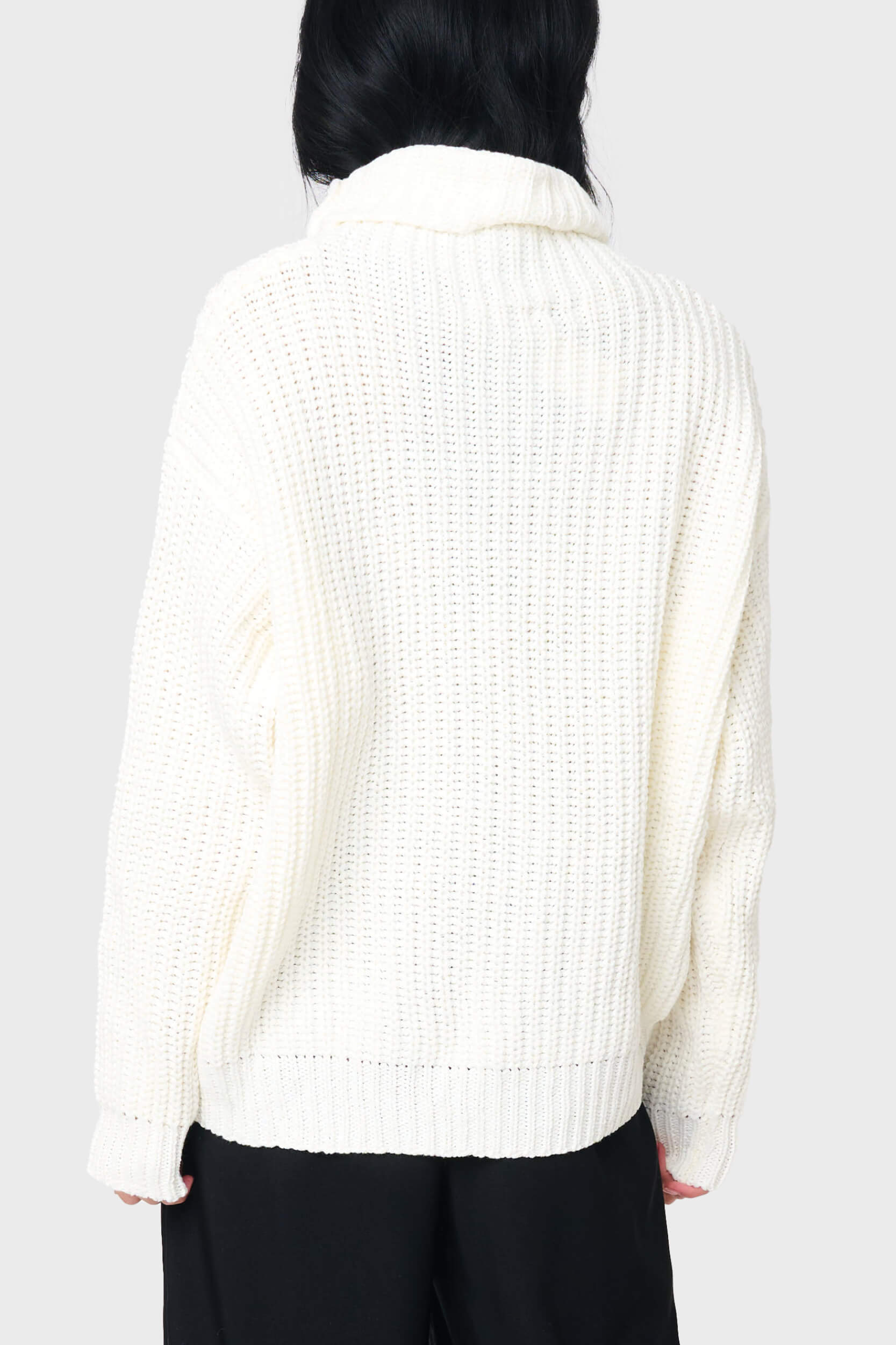 T-Neck Chunky Rib Relaxed Sweater