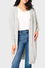 Eyelash Boucle Cozy Knee Length Cardigan