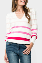 Cupid Striped Blouson Sleeve Sweater