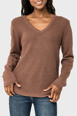 V-Neck Ribbed Relaxed Sweater