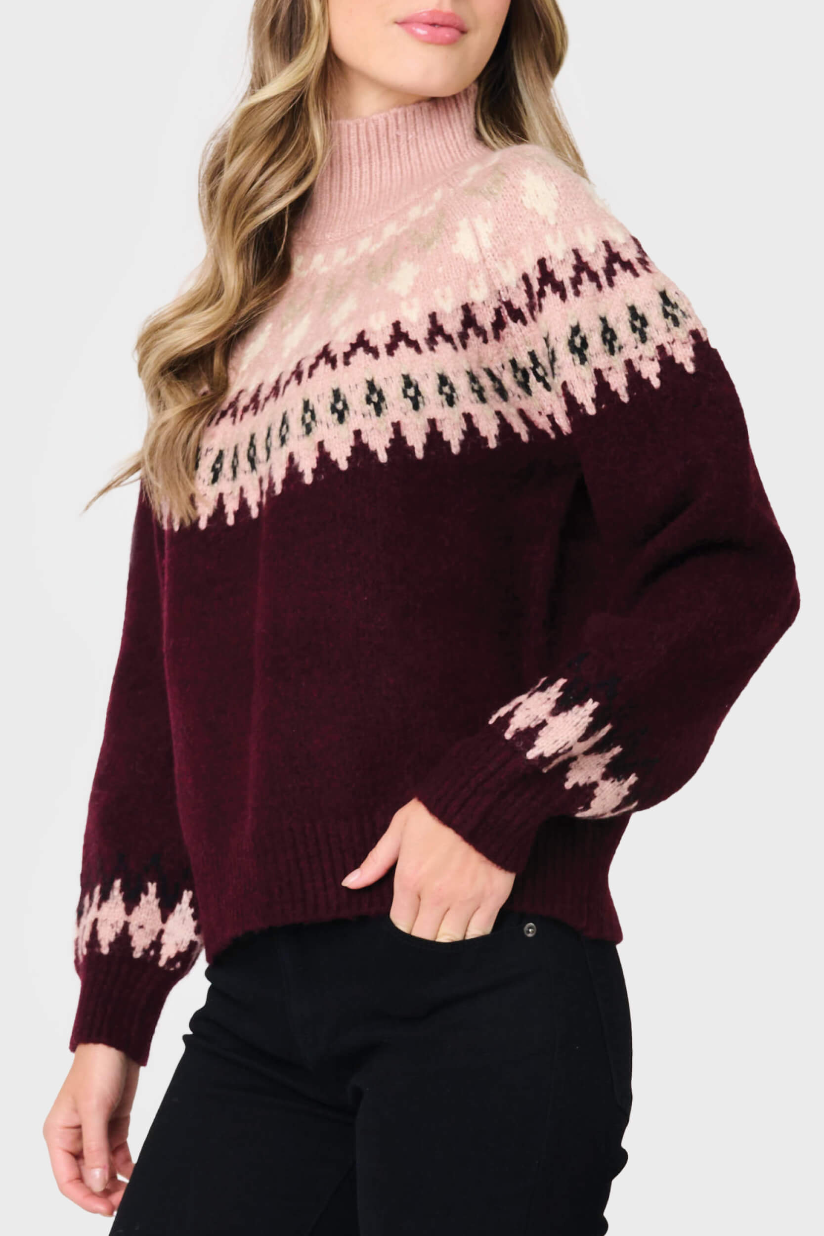 Mock Neck Fair Isle Sweater – Gibsonlook