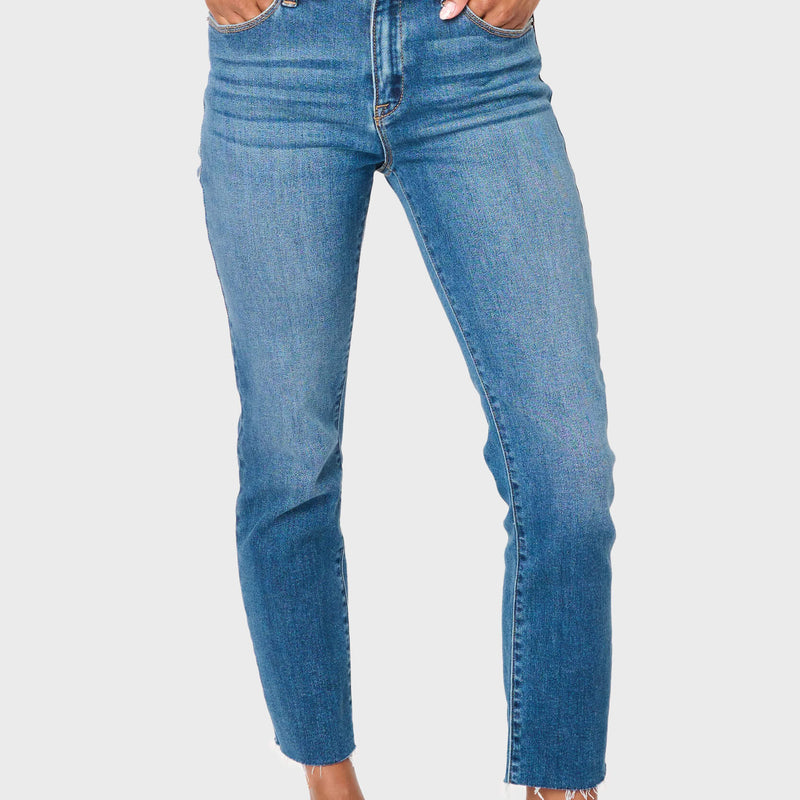 Essential Mini-Flare Leg Denim with Raw Hem