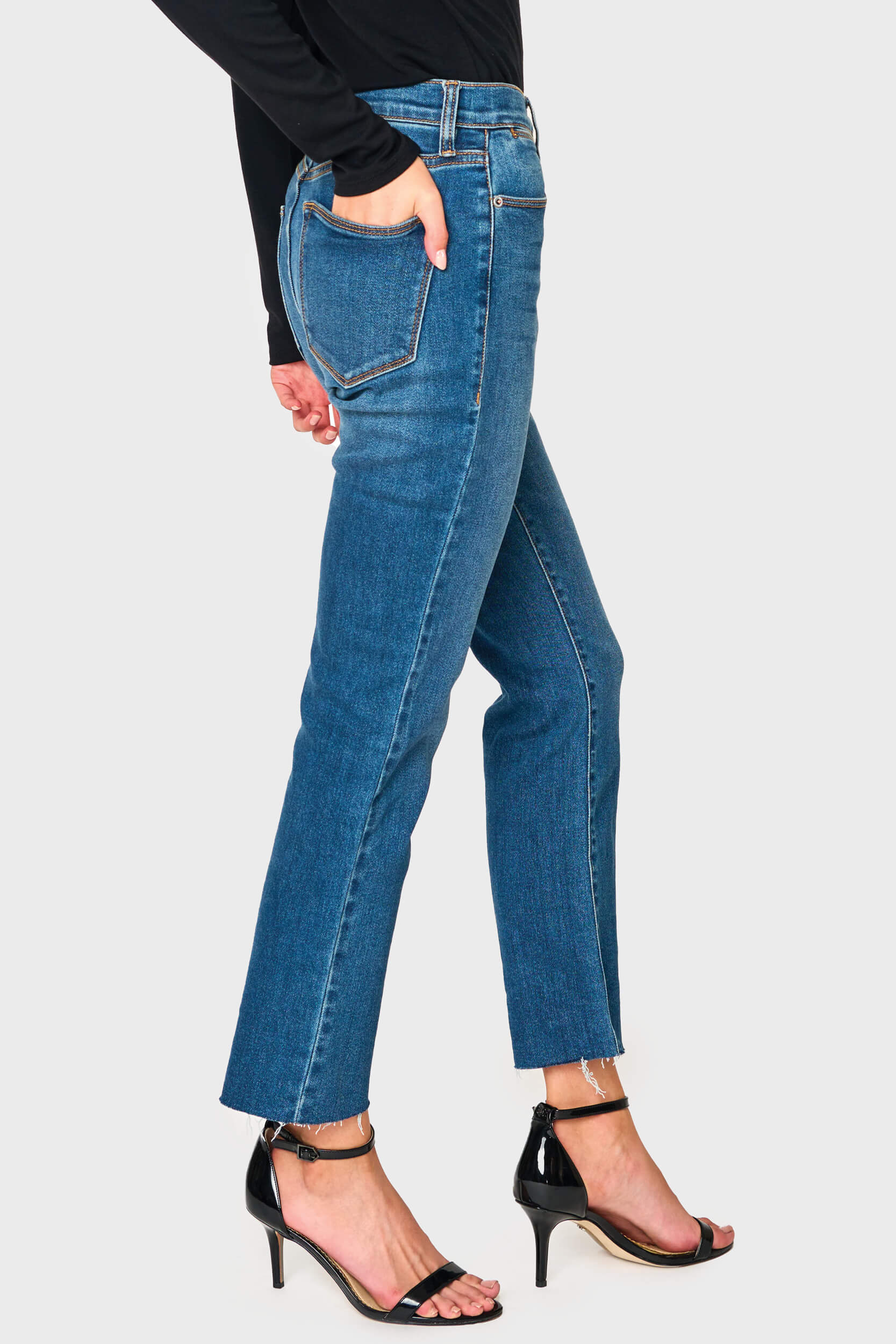 Essential Mini-Flare Leg Denim with Raw Hem