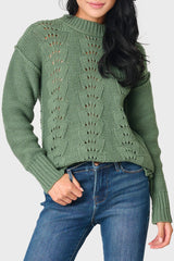 Long Sleeve Pullover Scallop Stitch Sweater