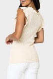 Back of women wearing the Pointelle Sweater Tank With Flutter Sleeve