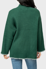 Funnel Neck Whipstitch Tunic Sweater